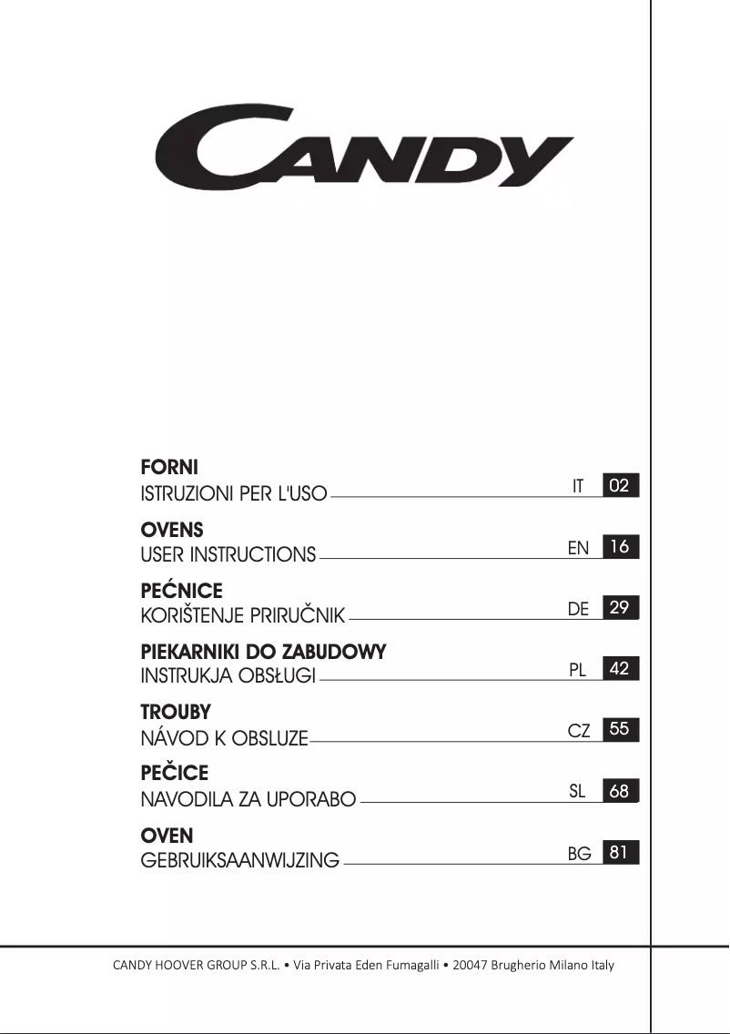 Page 1 of the manual User Manual Candy FCXP825NL