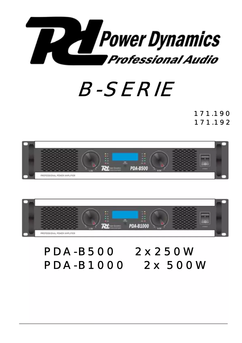 Page 1 de la notice Manuel utilisateur Power Dynamics B-Serie PDA-B500