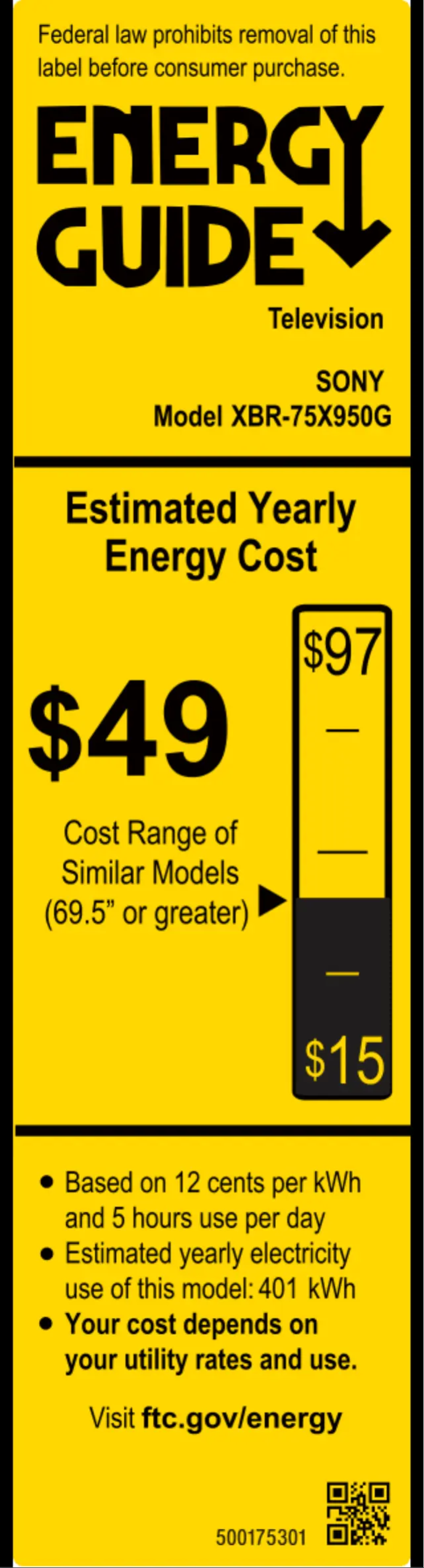 First page image of the manual for XBR75X950G