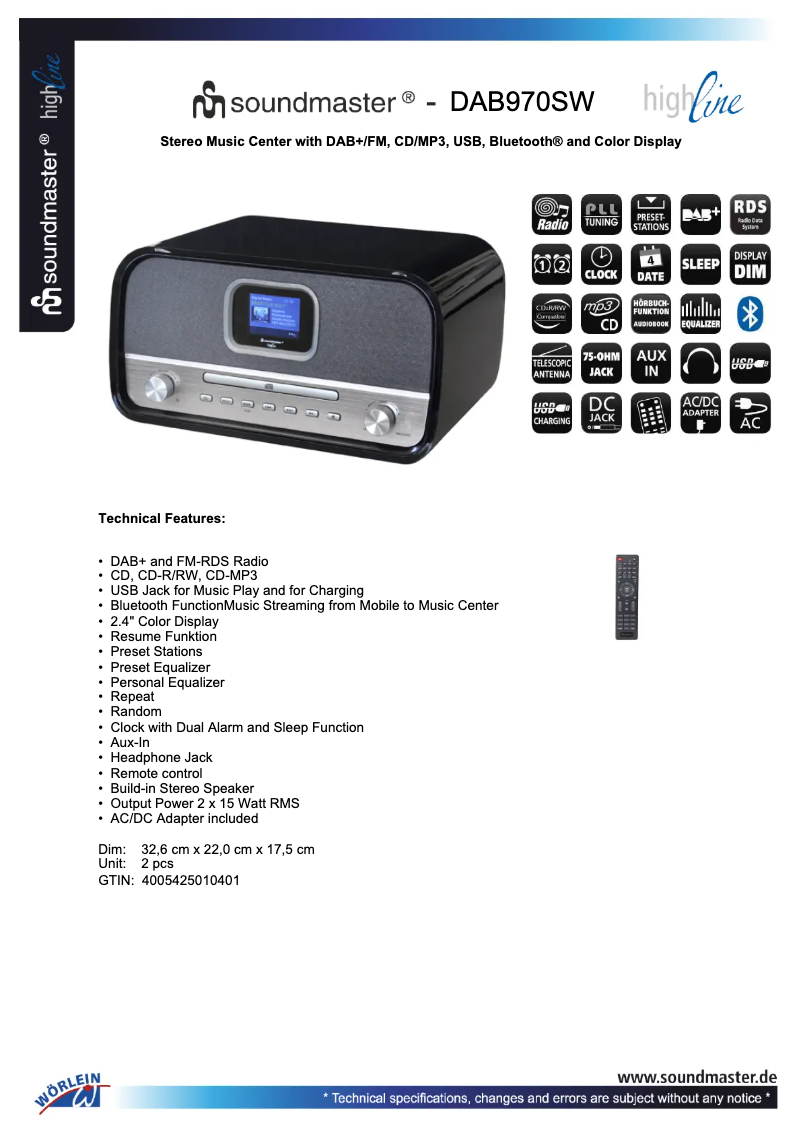 First page image of the manual for DAB970