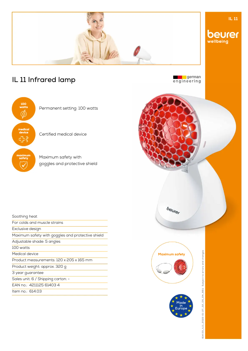 Page 1 of the manual Technical Sheet Beurer IL 11