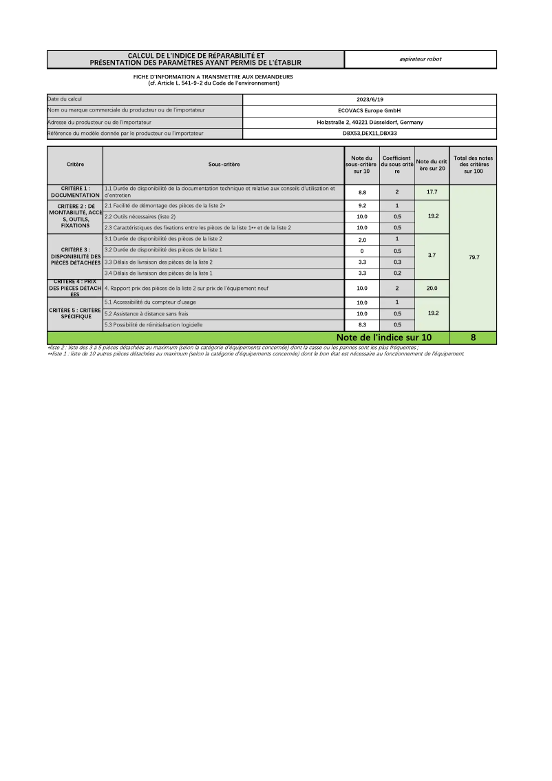 Page 1 de la notice Manuel utilisateur ECOVACS DEEBOT X1e Omni