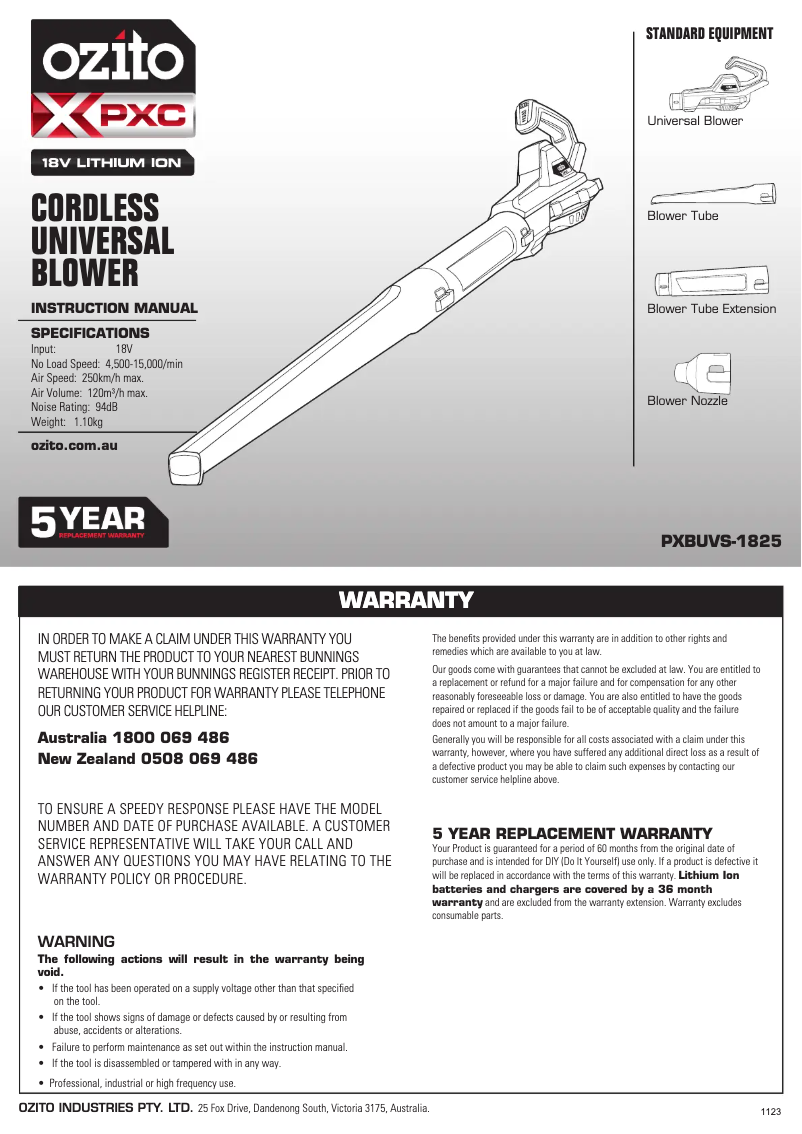 Image de la première page du manuel de l'appareil PXBUVK-4025