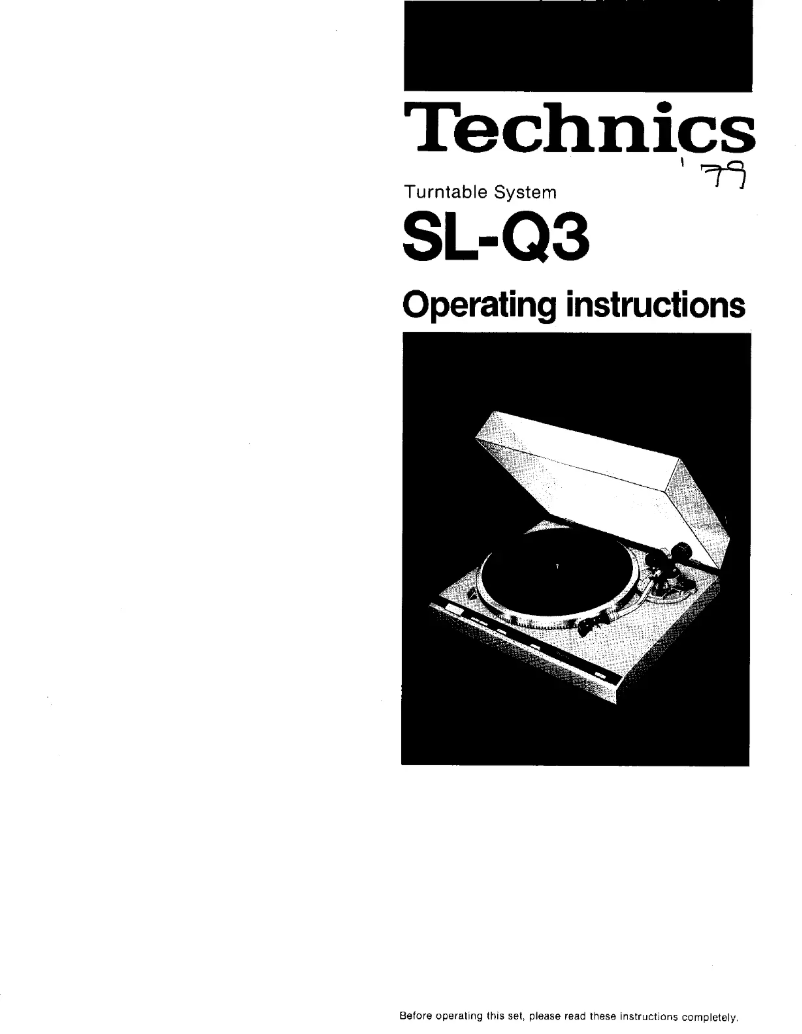 First page image of the manual for SL-Q3