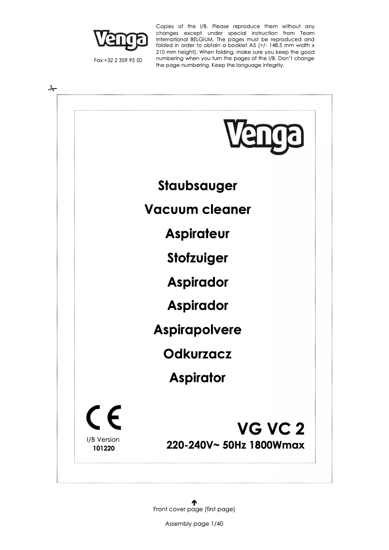 Page 1 of the manual User Manual Venga VG VC 2