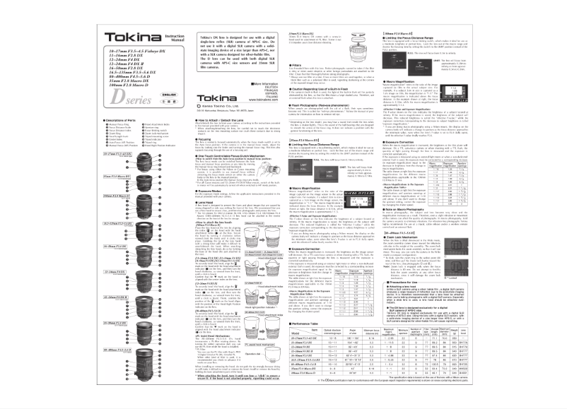Page 1 of the manual User Manual Tokina AT-X 10-17mm AF DX NH