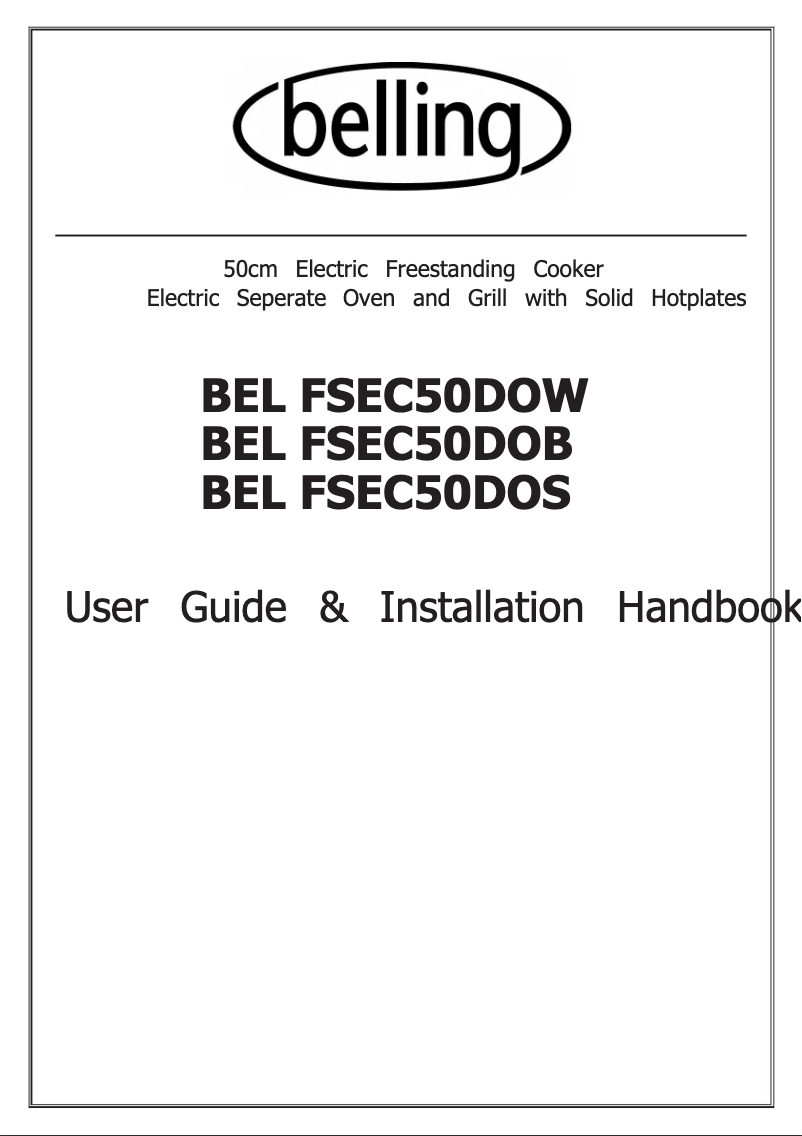 Page 1 of the manual User Manual Belling FSEC50DO