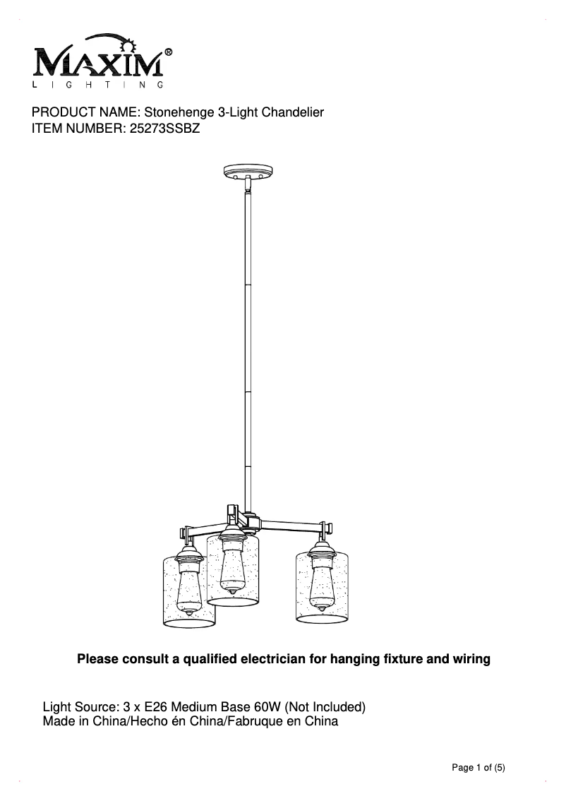 First page image of the manual for Stonehenge 25273SSBZ