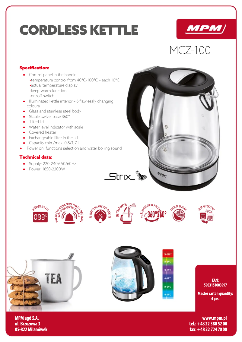 Page 1 of the manual Technical Sheet MPM MCZ-100
