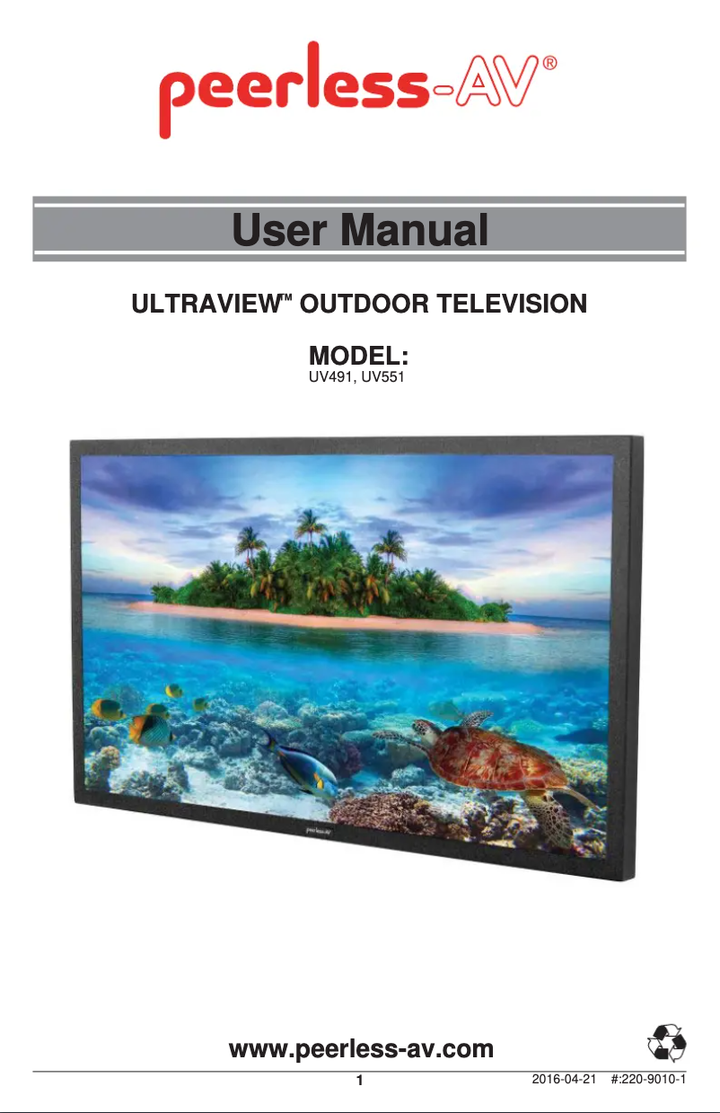 Page 1 of the manual User Manual Peerless-AV UltraView UV491