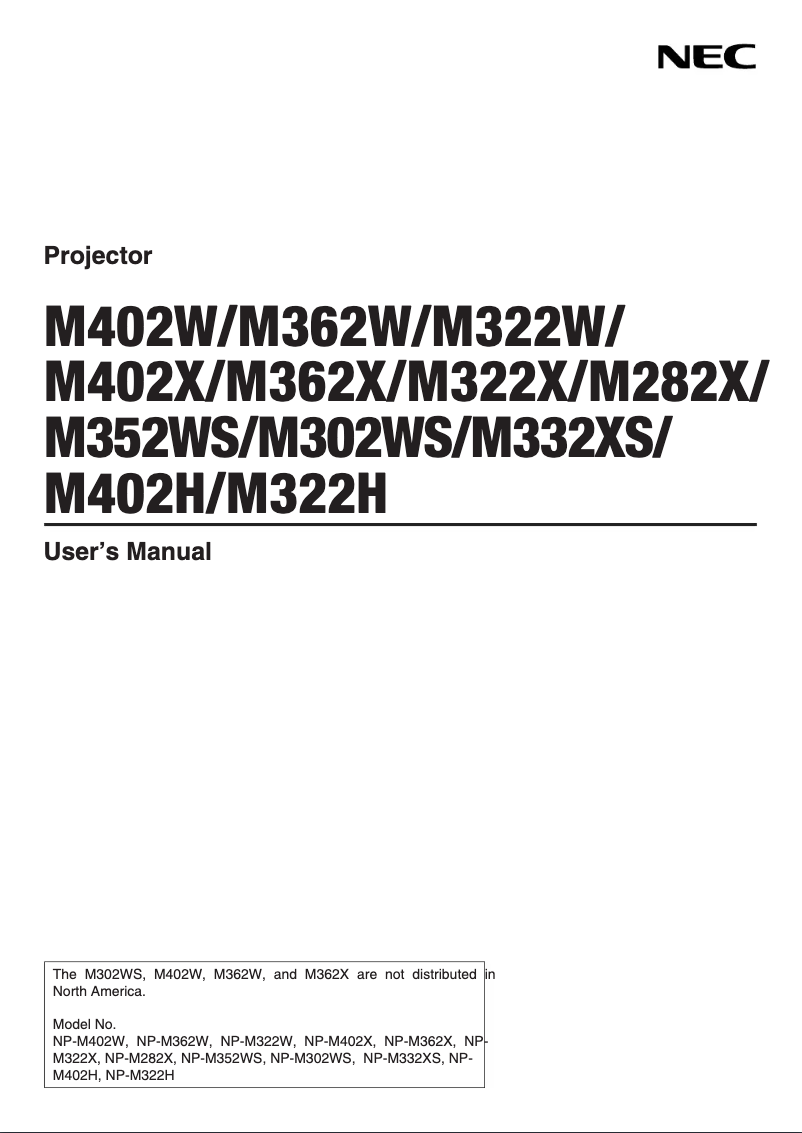 Page 1 of the manual User Manual NEC M402H