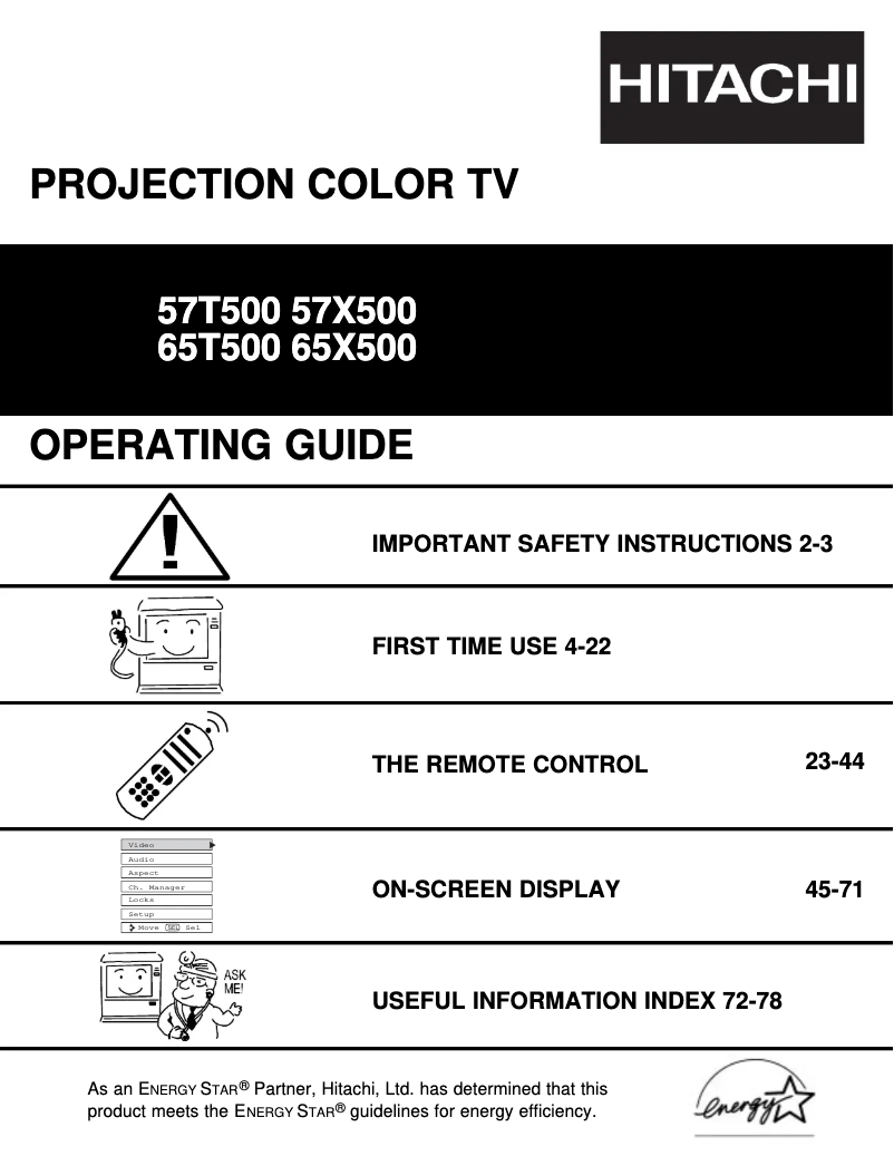 Page 1 of the manual User Manual Hitachi 57X500