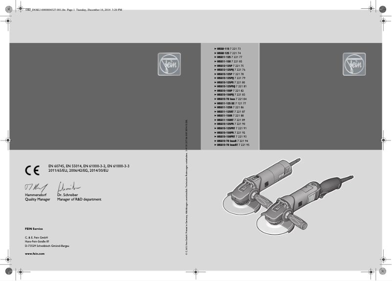 First page image of the manual for WSG 15-125 P