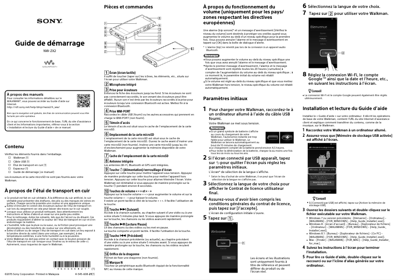Page 1 of the manual User Manual Sony NW-ZX2