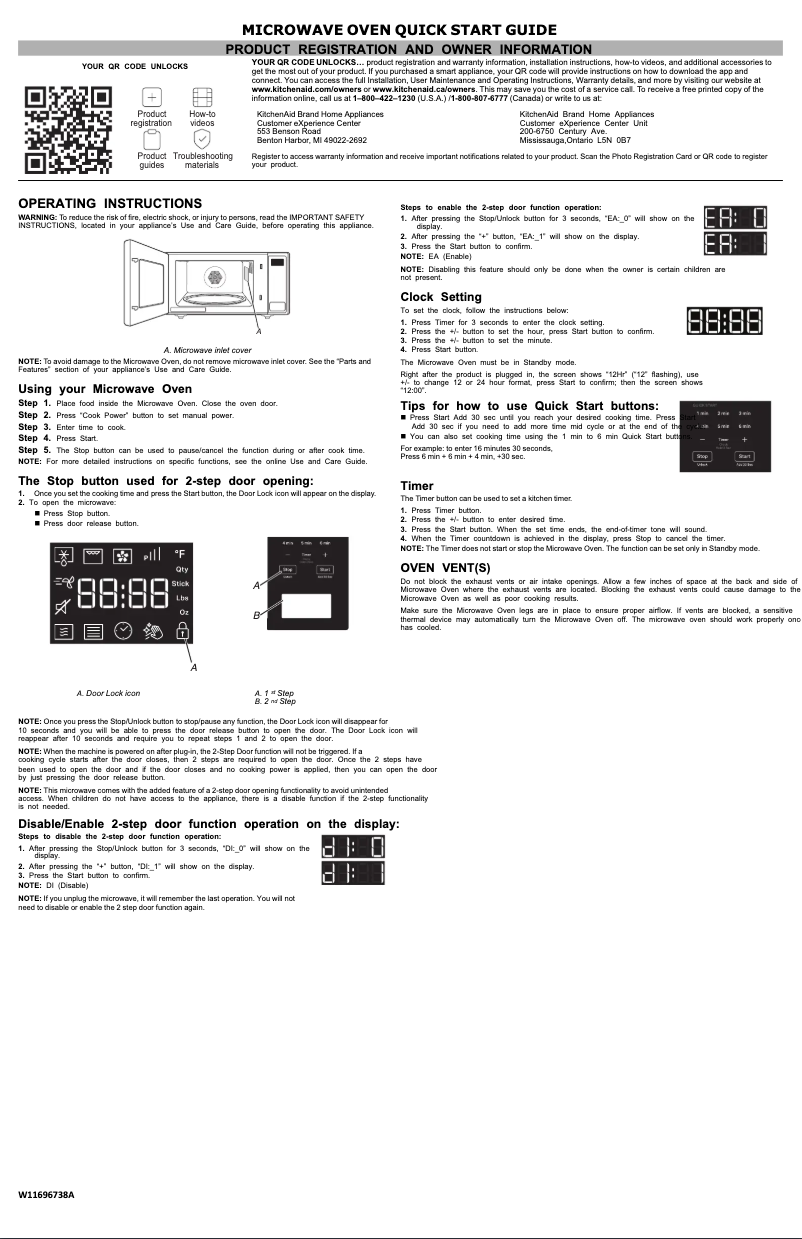 Page 1 of the manual Quick Start Guide KitchenAid KMCS522RPS
