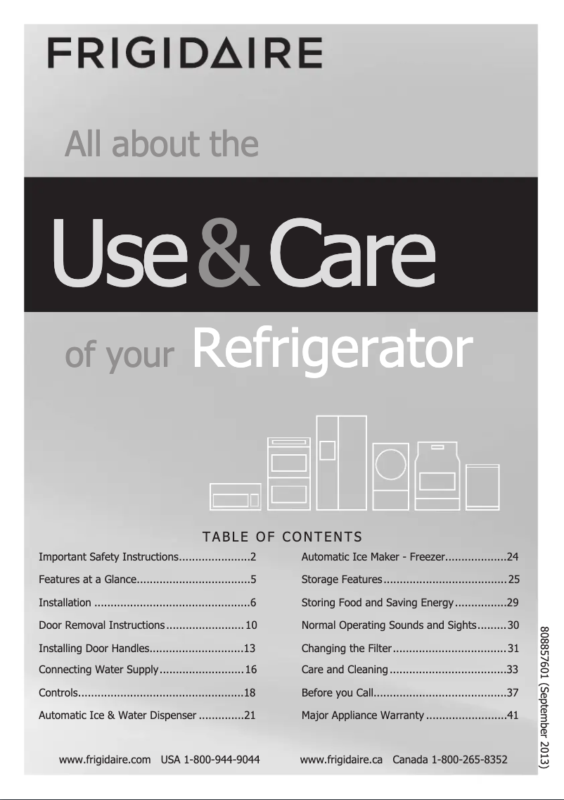 First page image of the manual for FGEB28D7RF
