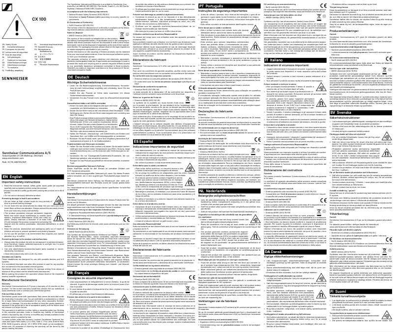 Page 1 of the manual User Manual Sennheiser CX 1.00