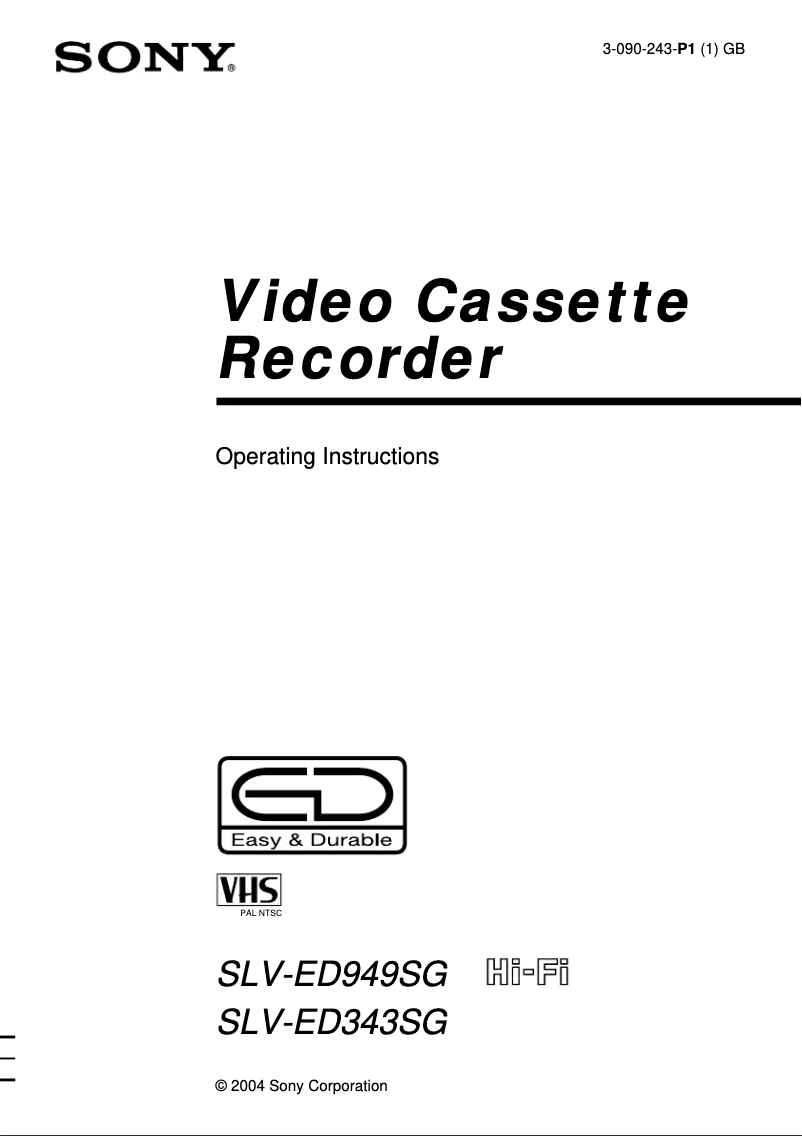 Page 1 of the manual User Manual Sony SLV-ED949ME