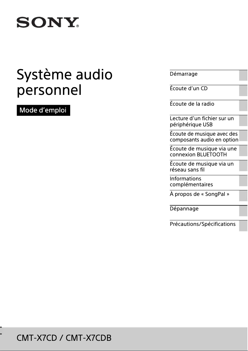 First page image of the manual for CMT-X7CDB