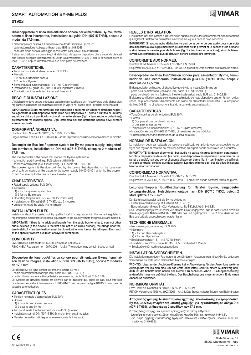 First page image of the manual for 01902