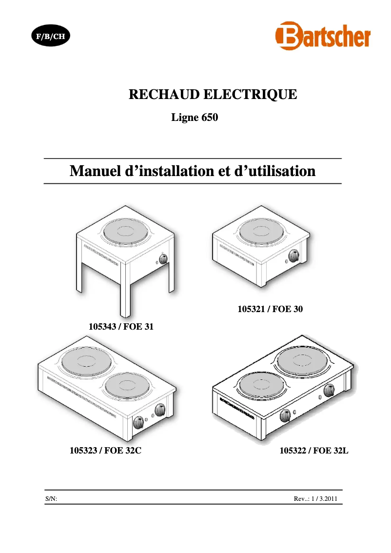 Page 1 of the manual User Manual Bartscher E 1K350
