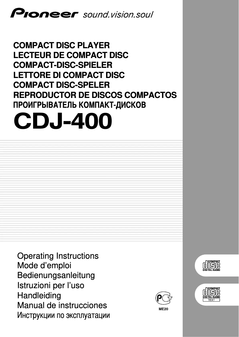 Page 1 of the manual User Manual Pioneer CDJ-400