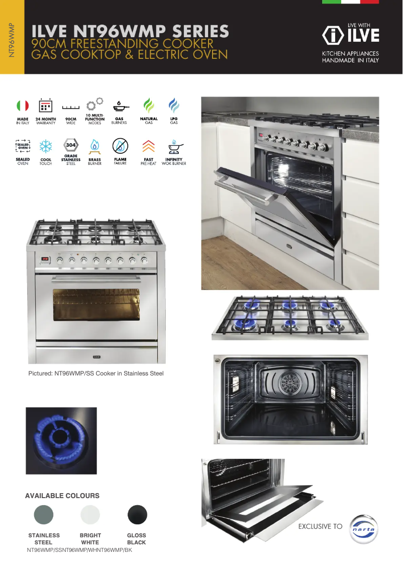 Page 1 of the manual Technical Sheet Ilve NT96WMP