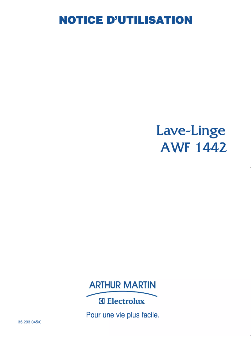 Page 1 of the manual User Manual Arthur Martin-Electrolux AWF 1442