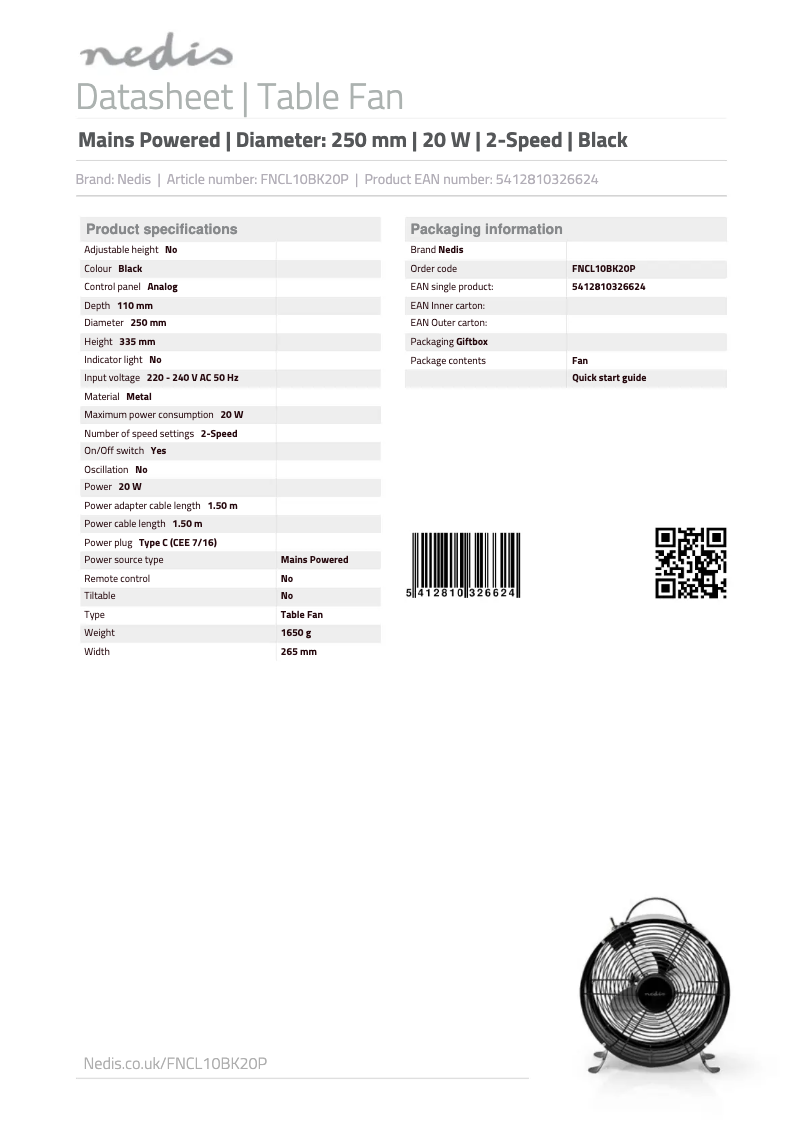 First page image of the manual for FNCL10BK20P