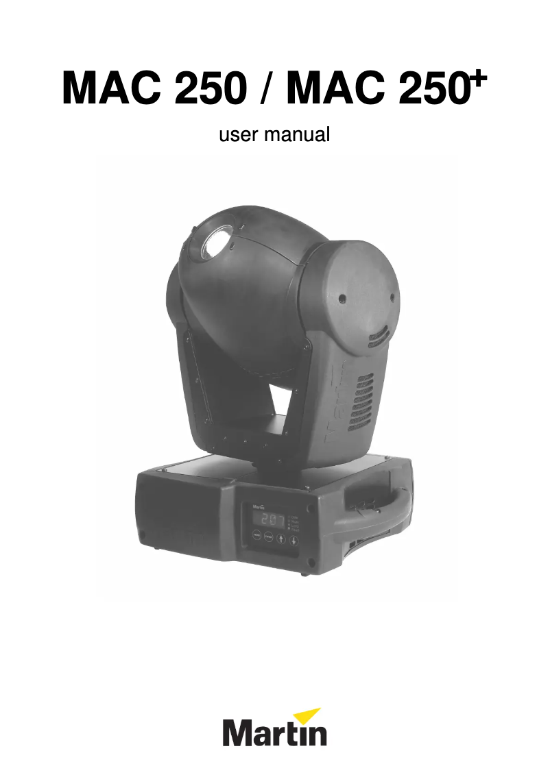 First page image of the manual for MAC 250+