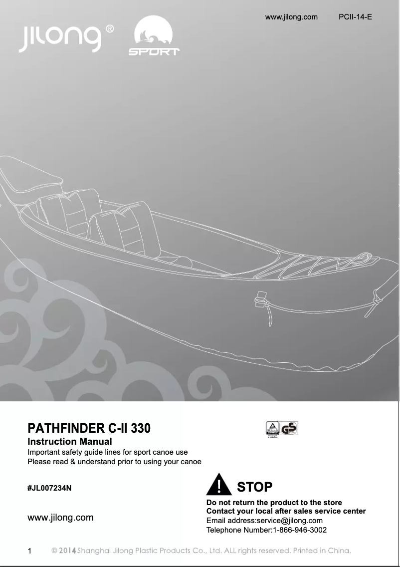 Page 1 of the manual User Manual JILONG Pathfinder C-II 330