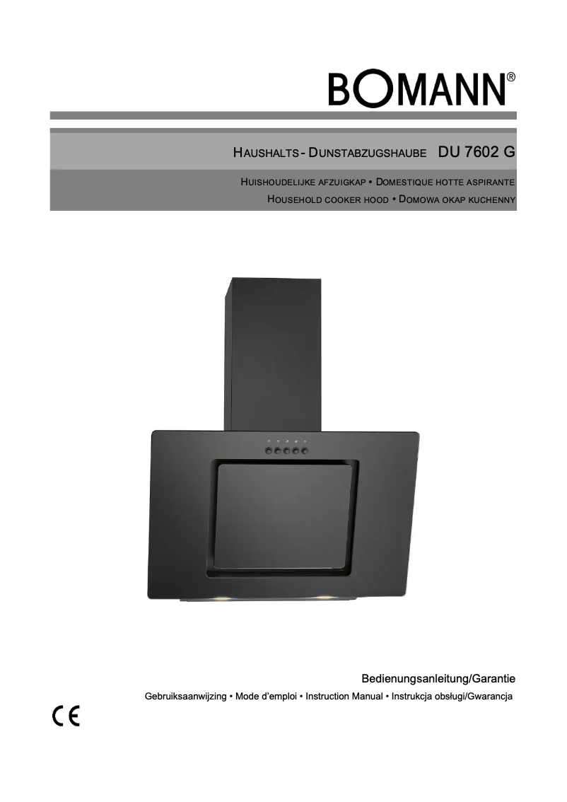 First page image of the manual for DU 7602 G