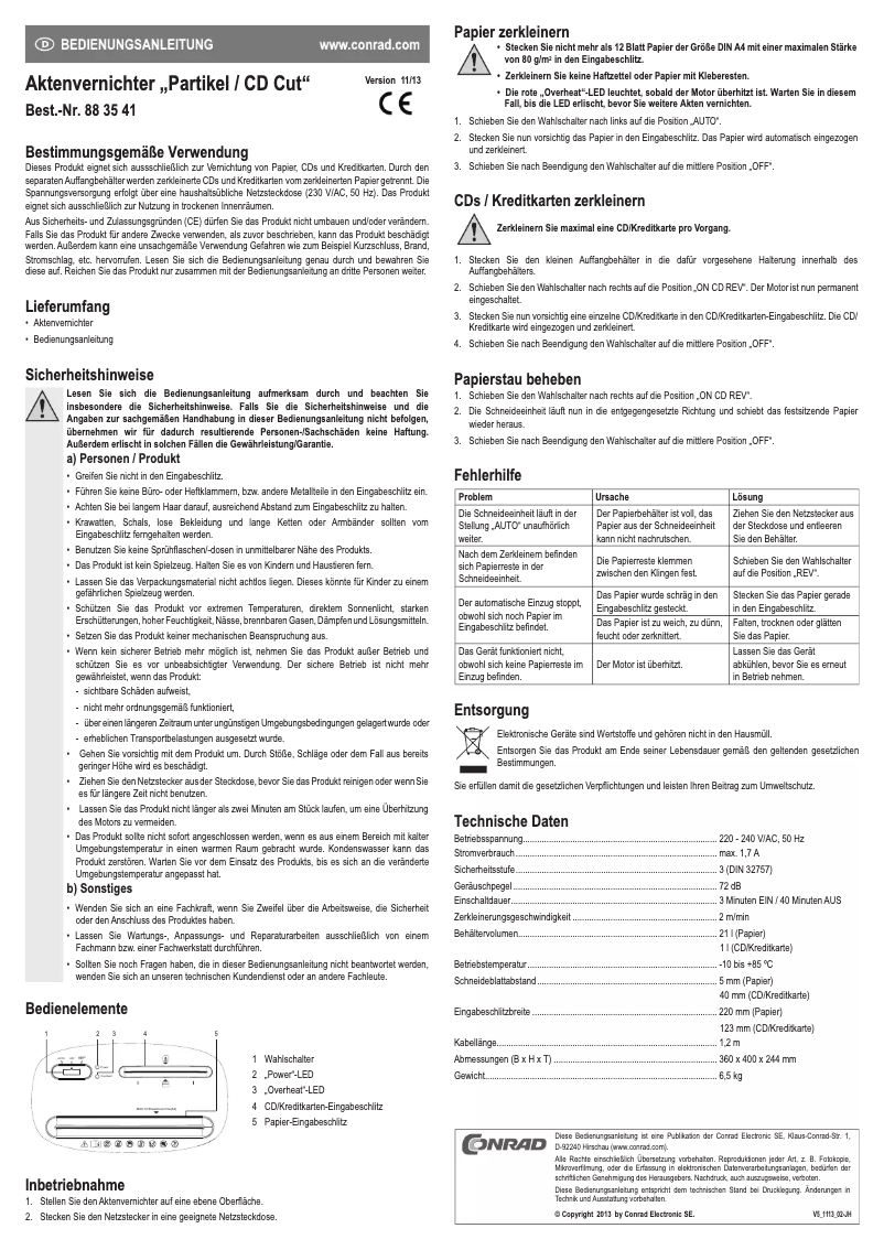 Page 1 of the manual User Manual Conrad IPS120M