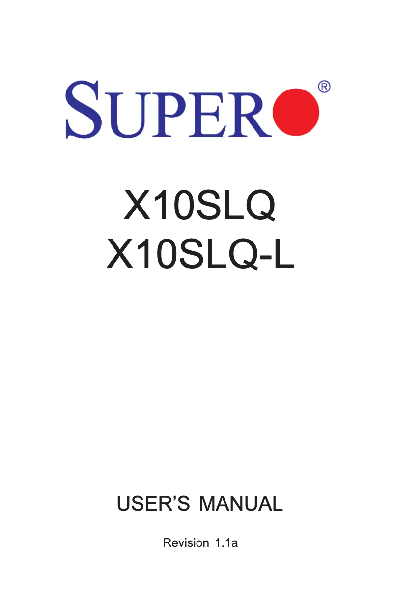 First page image of the manual for X10SLQ