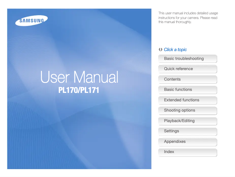 Page 1 of the manual User Manual Samsung PL171