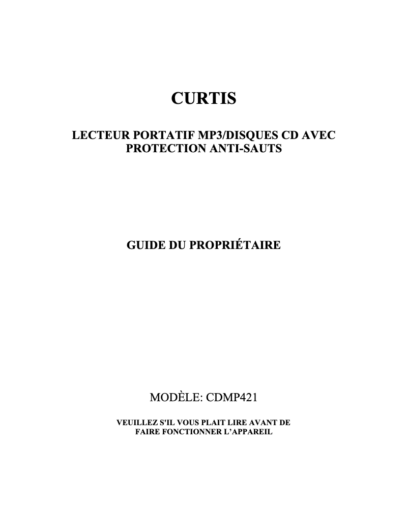 First page image of the manual for CDMP421