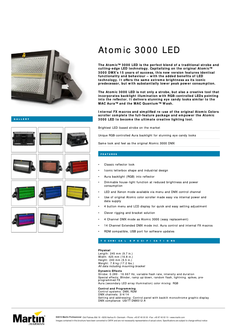 First page image of the manual for Atomic 3000 LED