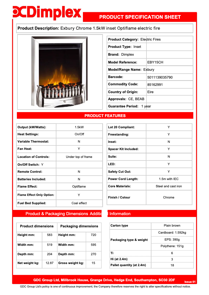 First page image of the manual for EBY15CH