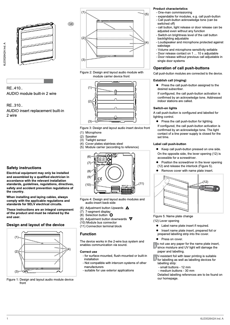 Page 1 of the manual User Manual Hager REU410X