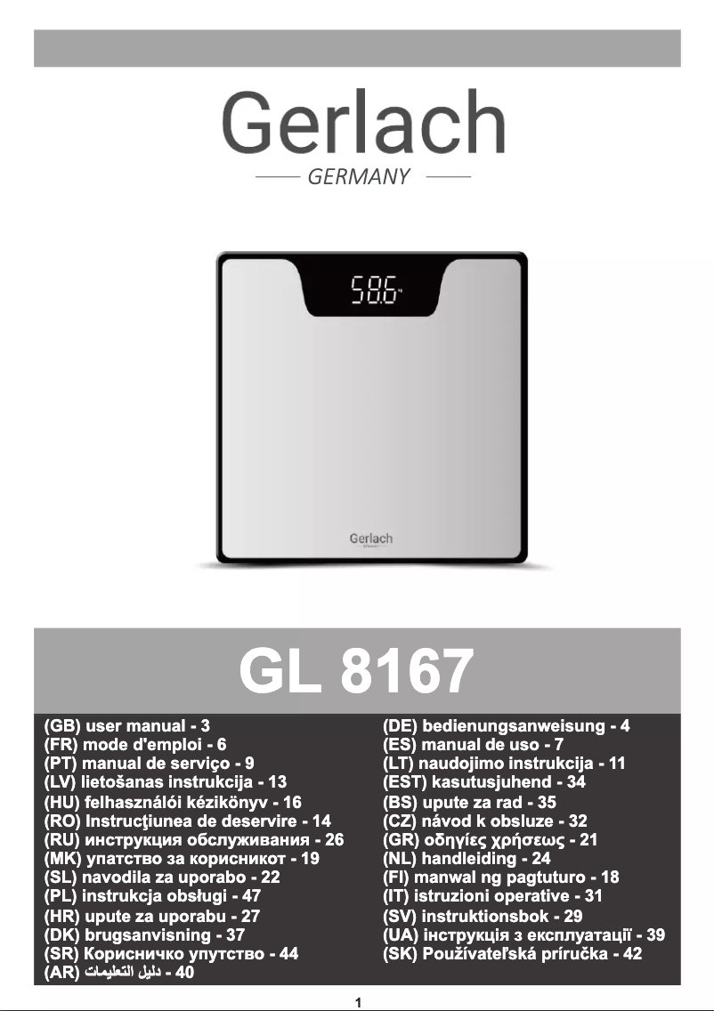 Page 1 of the manual User Manual Gerlach GL 8167