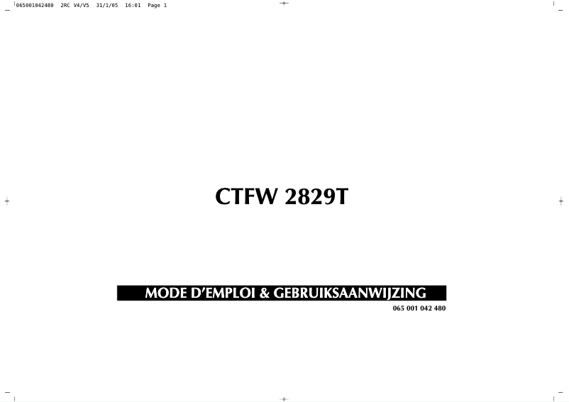 First page image of the manual for CTFW2829T