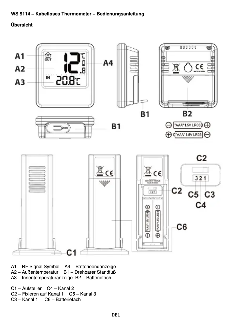 Page 1 of the manual User Manual Techno Line WS 9114