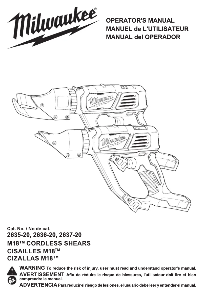 Page 1 of the manual User Manual Milwaukee 2637-20