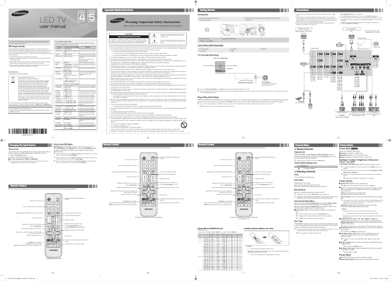 Page 1 of the manual User Manual Samsung UA23H4003AK
