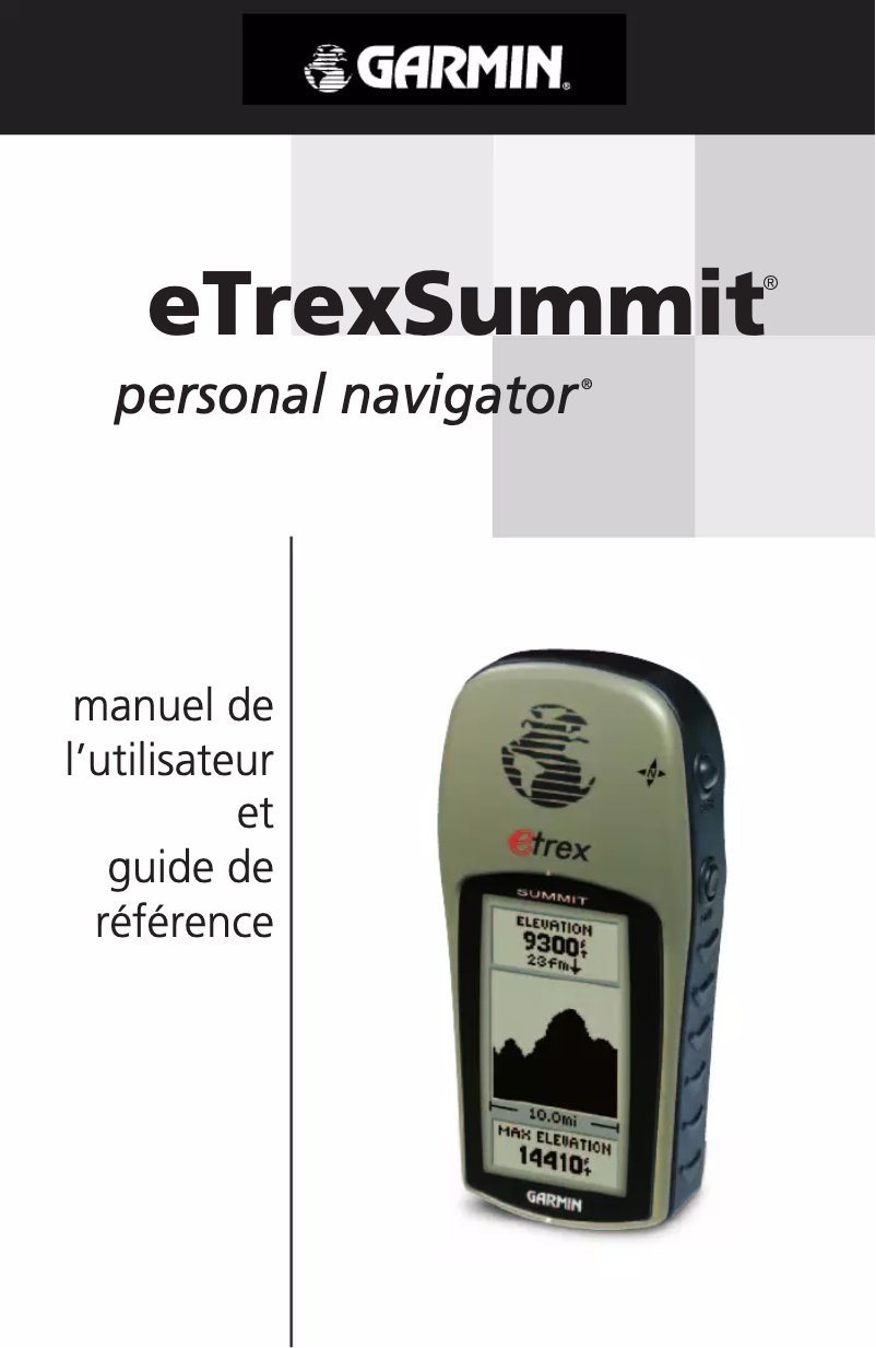First page image of the manual for eTrex Summit