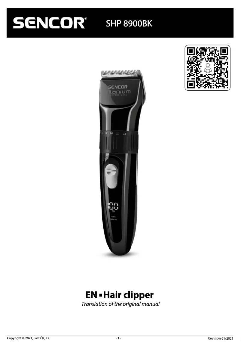 First page image of the manual for SHP 8900BK