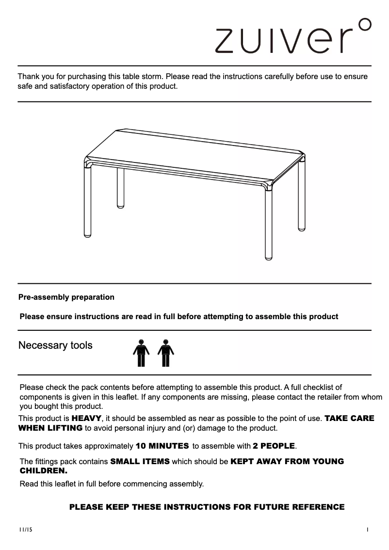 Page 1 of the manual User Manual Zuiver Storm