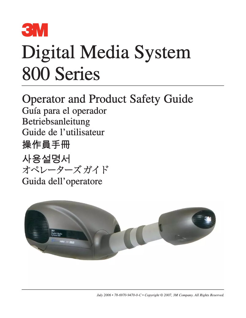 Page 1 of the manual User Manual 3M Digital Media System 815