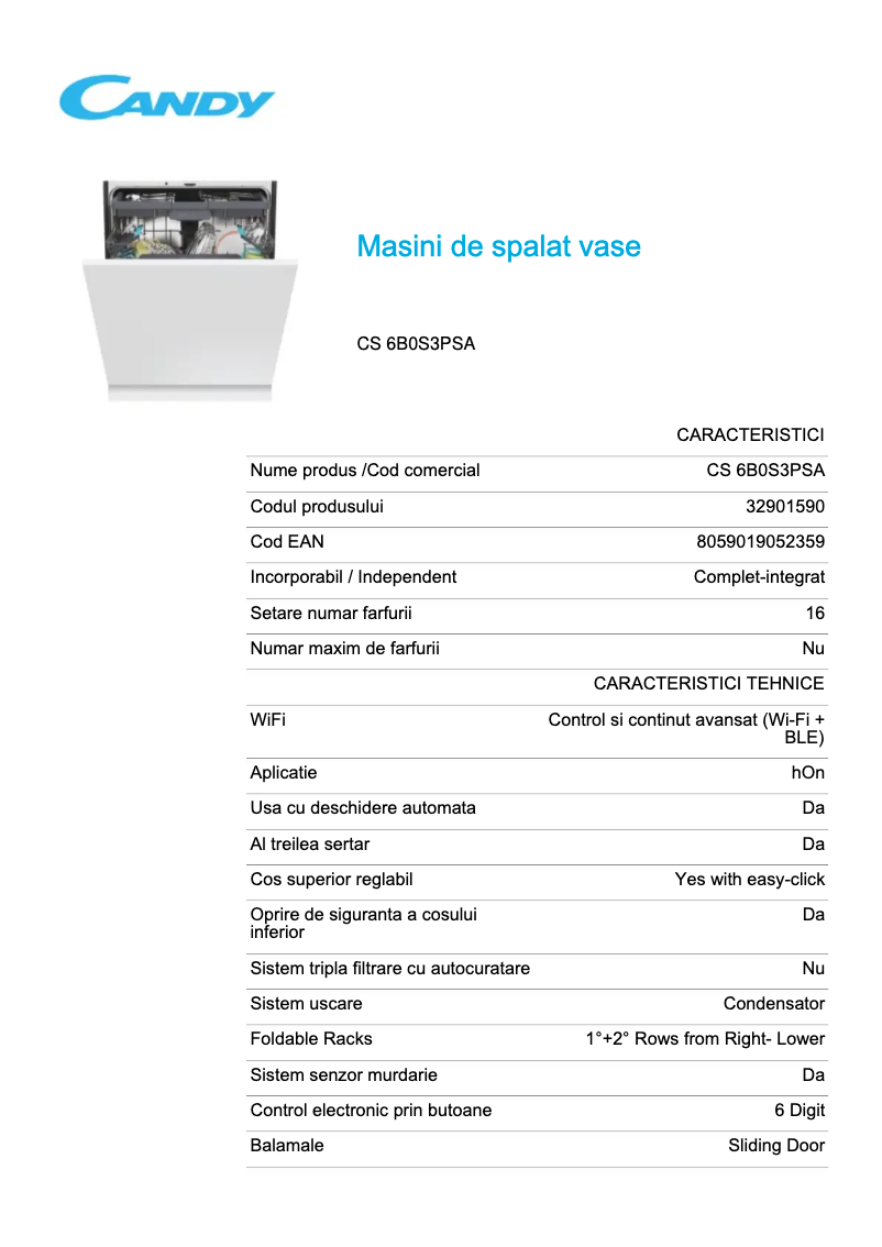 First page image of the manual for CS 6B0S3PSA