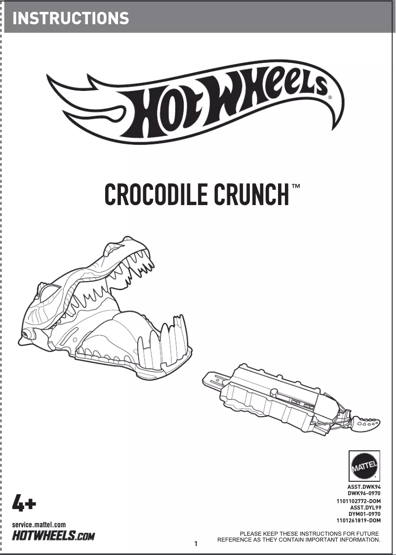 Page 1 of the manual User Manual Mattel Hot Wheels DWK96